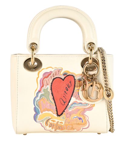 Mini Amour Lady Dior, &pound;1,900, Handbags, Cream/Red, Leather, Front view